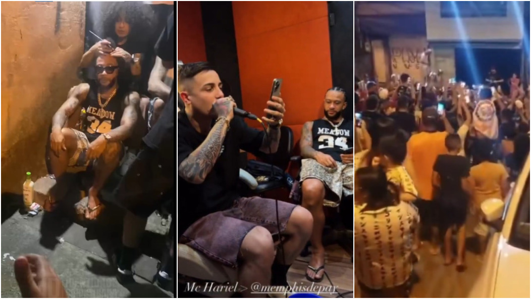 Memphis Depay faz trança em comunidade em Santo André e canta com torcedores do Corinthians