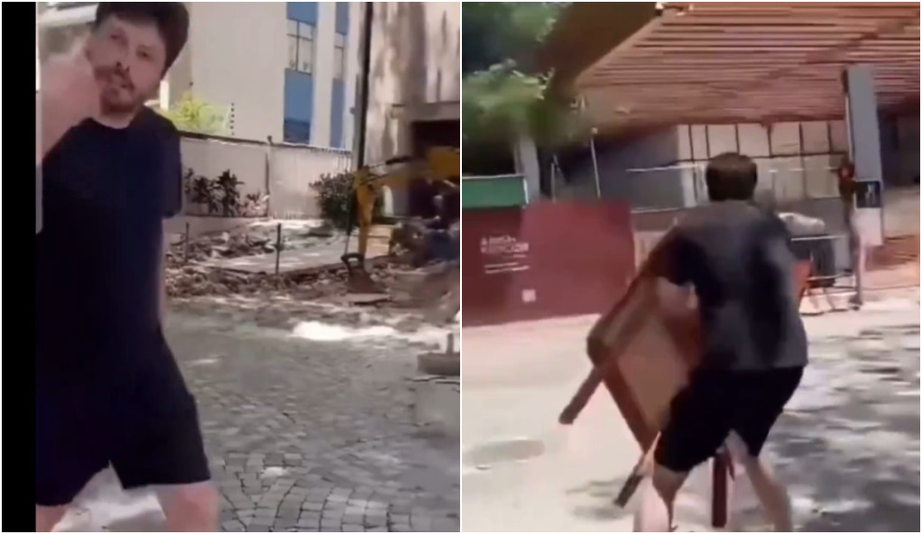 Danilo Gentili se irrita com obra perto de sua casa e atira objetos