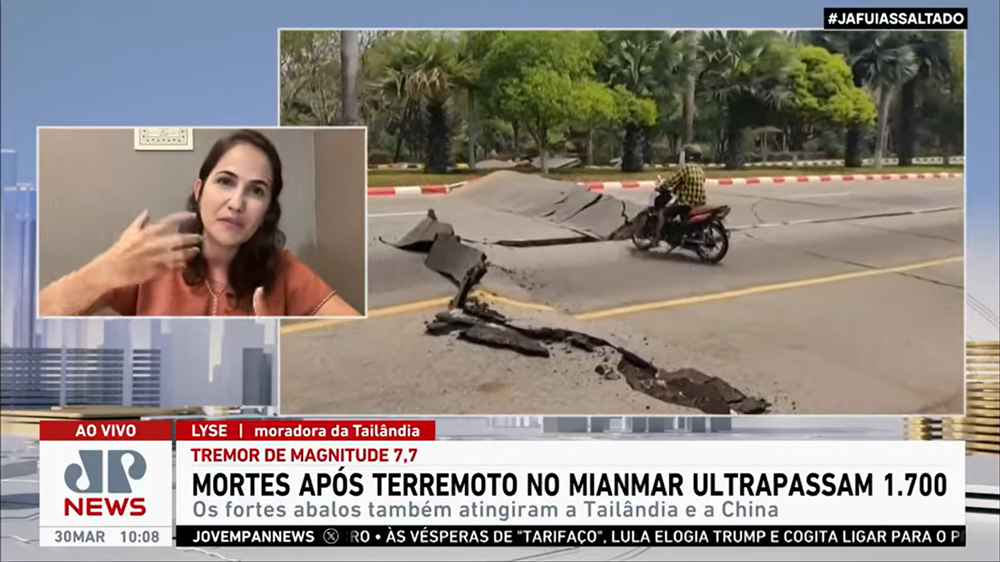 Brasileira que mora na Tailândia relata desespero após terremoto: ‘Nunca imaginei ver isso’