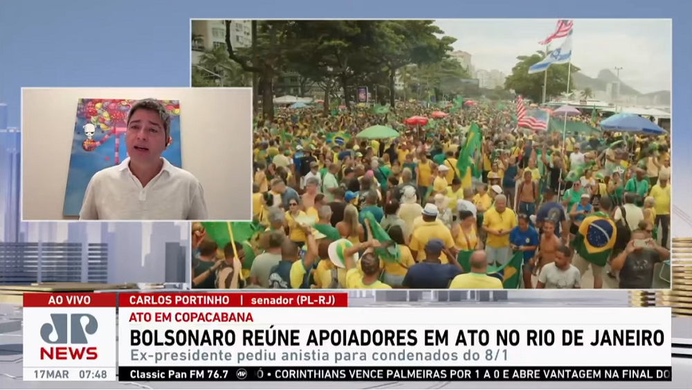 Carlos Portinho concede entrevista ao Jornal da Manhã para falar sobre as manifestações em favor da anistia para os presos de 8 de Janeiro