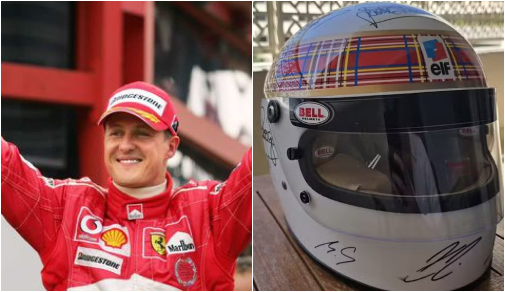 Schumacher assinou capacete para leilão beneficente com ajuda da mulher