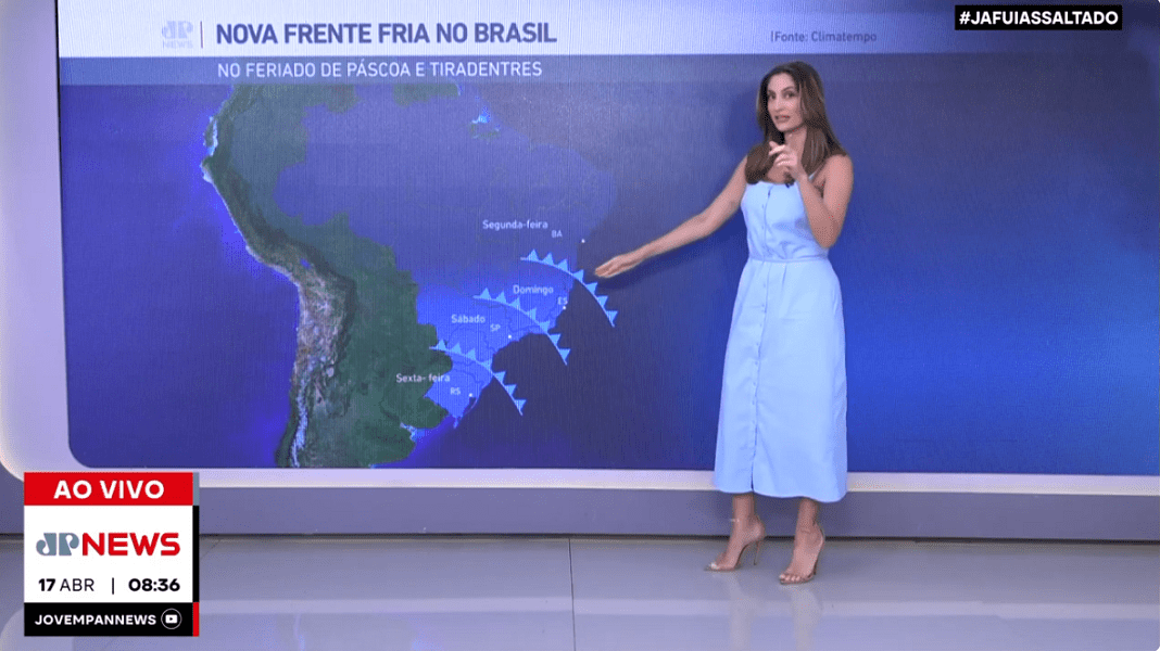 Paula Nobre mostra regiões atingidas pela frente fria durante o feriado