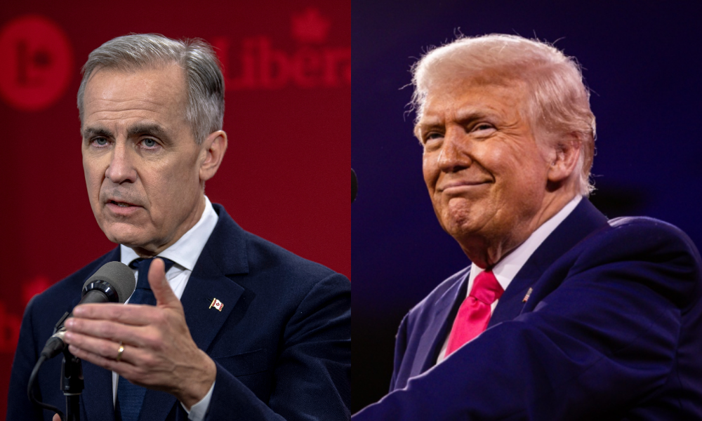 Donald Trump, e o novo primeiro-ministro do Canadá, Mark Carney,