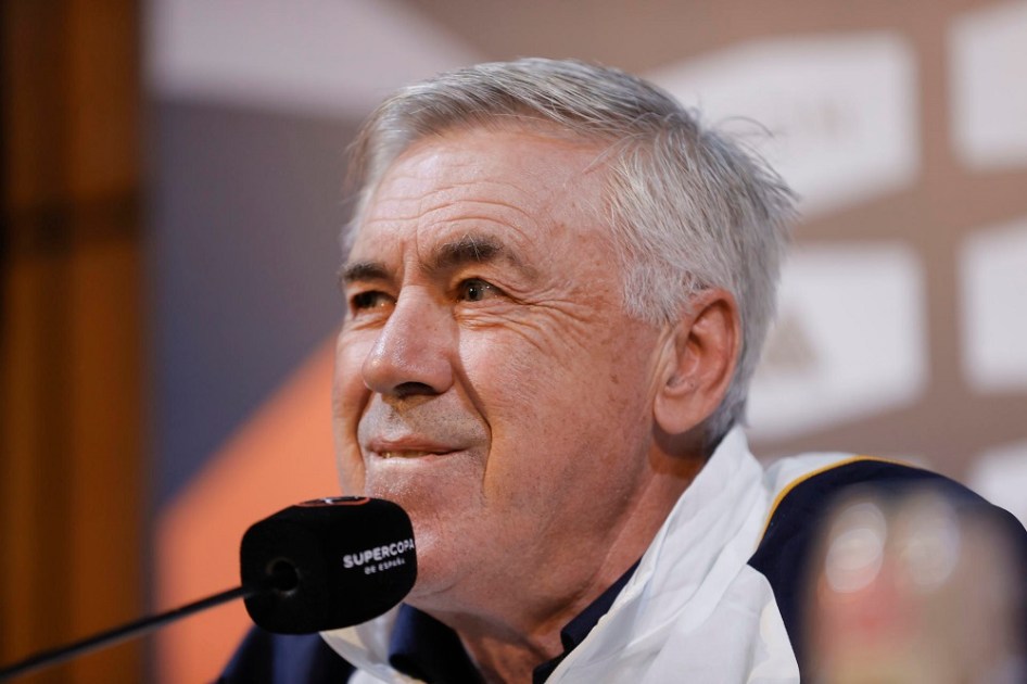 O técnico do Real Madrid, Carlo Ancelotti, concede entrevista coletiva