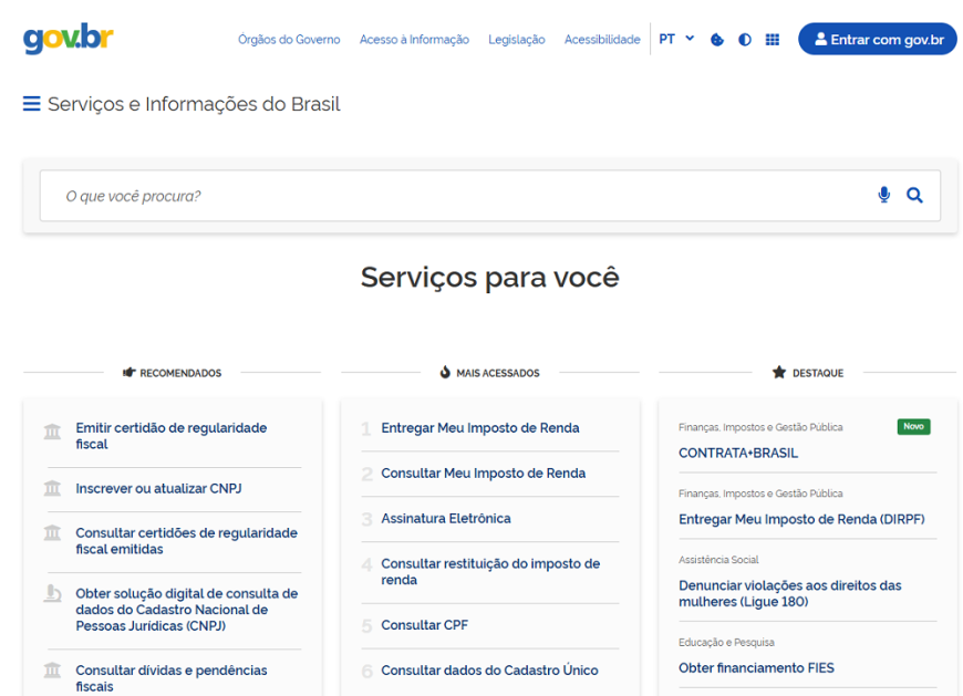 Interface do Gov.br