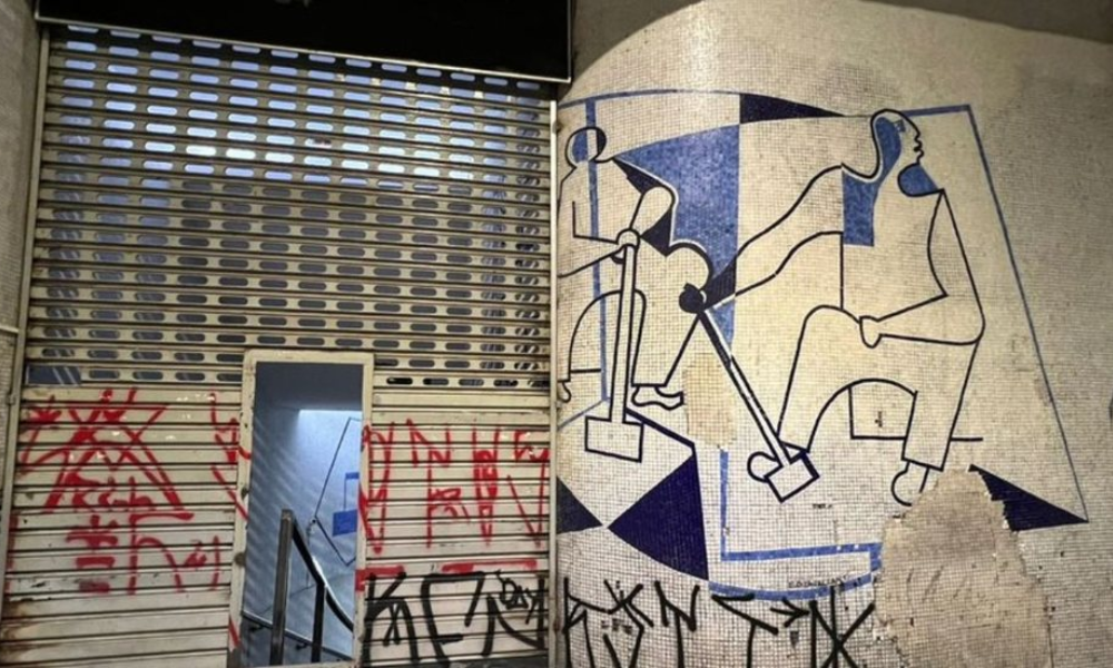 Vandalismo: dupla ataca mural histórico de Di Cavalcanti no centro de SP
