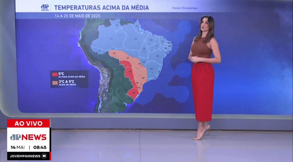 Paula Nobre mostra as regiões que serão afetadas pelo veranico