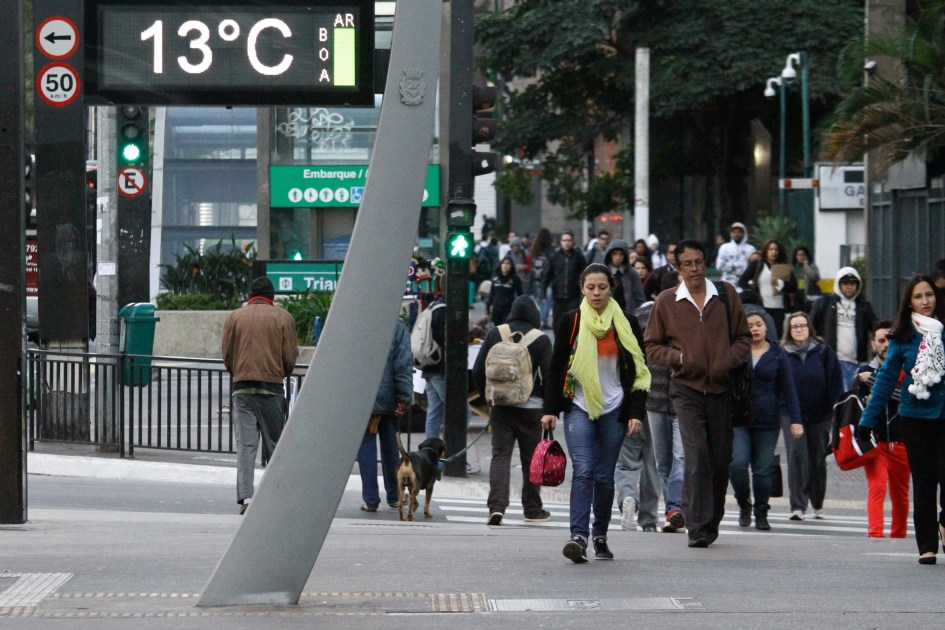 Frio na Avenida Paulista em SP