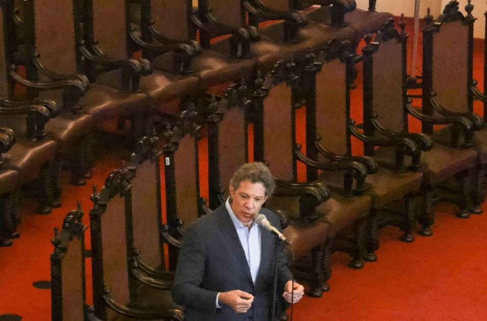 O Ministro da Fazenda, Fernando Haddad, concede palestra nna Faculdade de Direito da USP