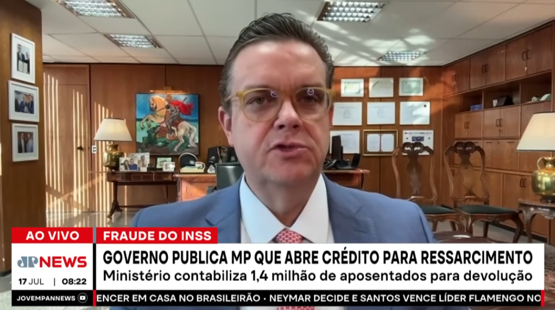 Wolney Queiroz, ministro da Previdência, fala ao Jornal da Manhã sobre o ressarcimento de aposentados e pensionistas prejudicados pelas fraudes no INSS