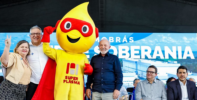 Luiz Inácio Lula da Silva, durante visita e inauguração da nova planta de produção de medicamentos hemoderivados da Hemobrás