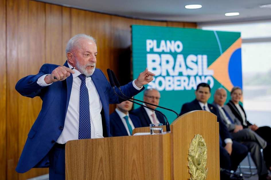 Presidente da República, Luiz Inácio Lula da Silva, durante cerimônia de assinatura da Medida Provisória “Brasil Soberano”. Palácio do Planalto, Brasília – DF.