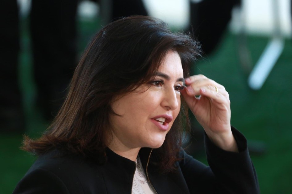 A Ministra Simone Tebet durante anúncio do Plano Safra 2023/2024