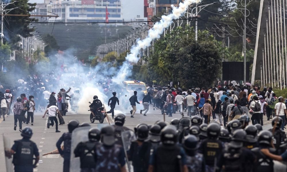 manifestação no nepal
