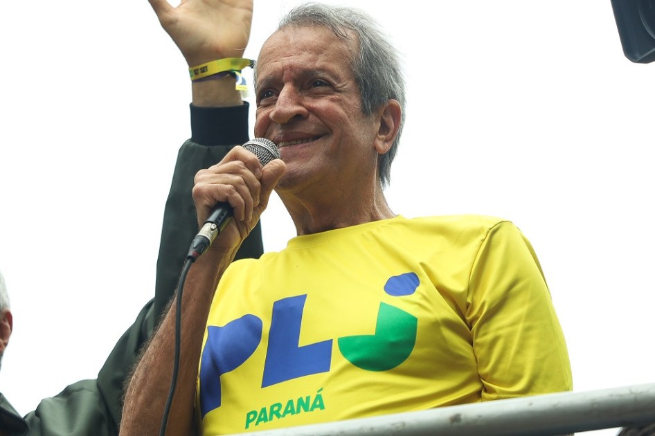 O presidente nacional do PL, Valdemar Costa Neto, participa de ato na Avenida Paulista