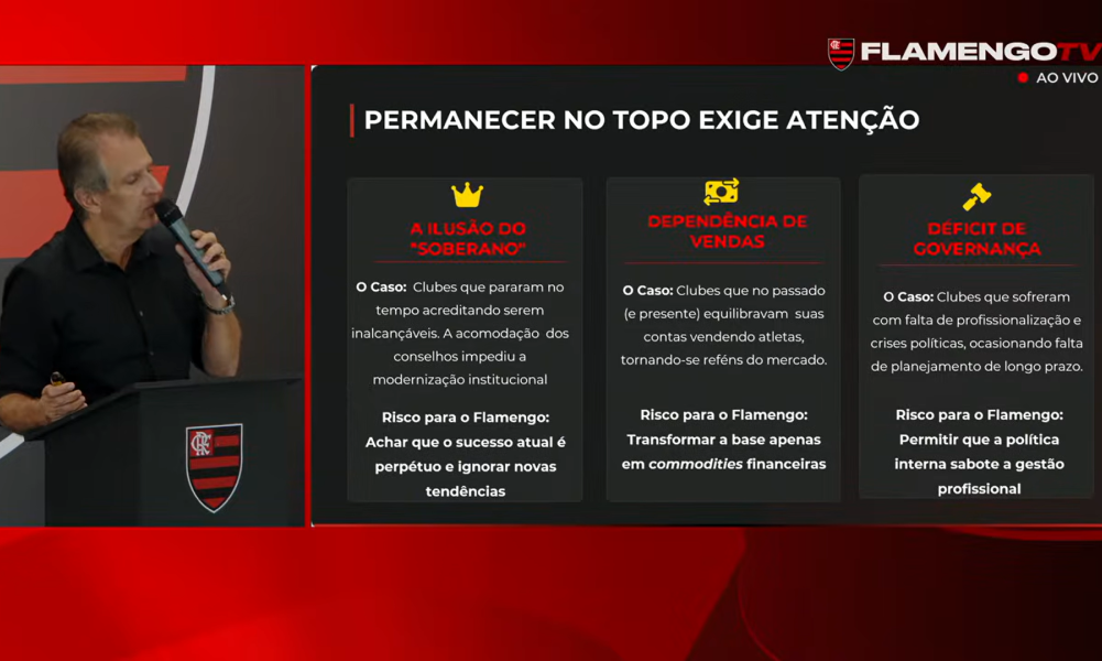 Bap discursa durante apresentação do balanço de 2025 do Flamengo
