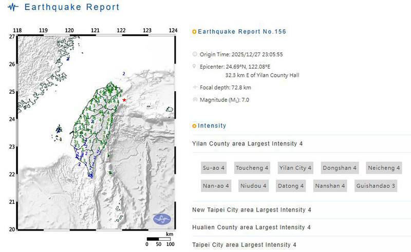 Terremoto de magnitude 7 atinge costa nordeste de Taiwan