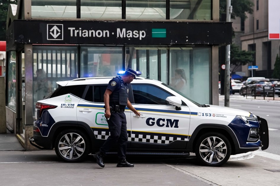 Agentes da Guarda Civil Municipal (GCM) na Avenida Paulista, na região central de São Paulo