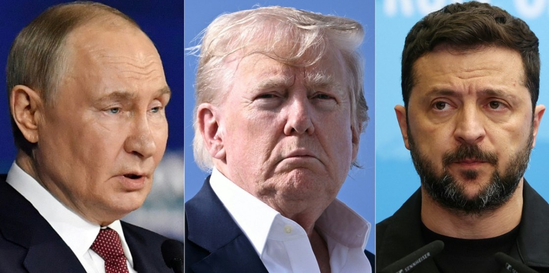 Putin, Trump e Zelensky montagem