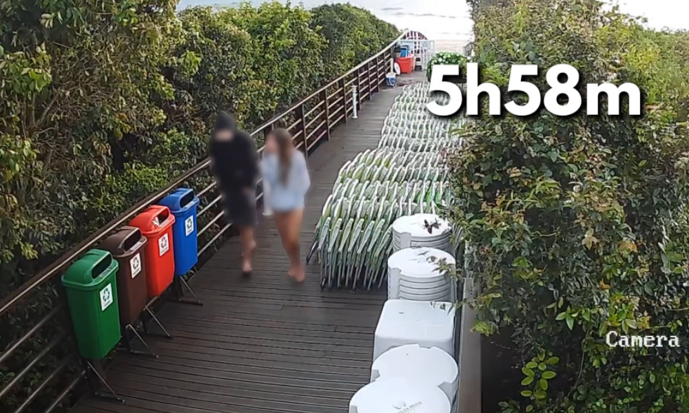 Vídeo mostra adolescente indiciado por agressões ao cão Orelha saindo e voltando de condomínio no dia 4 de janeiro — Foto: Divulgação/Polícia Civil de Santa Catarina