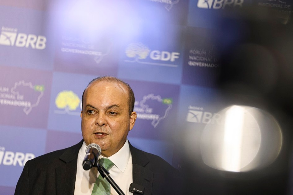 O governador do DF, Ibaneis Rocha, durante a 16ª Reunião do Fórum Nacional de Governadores.