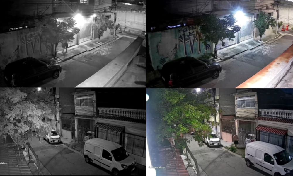 Momento em que o homem sai de sua casa e vai até a vizinha para envenenar cachorro