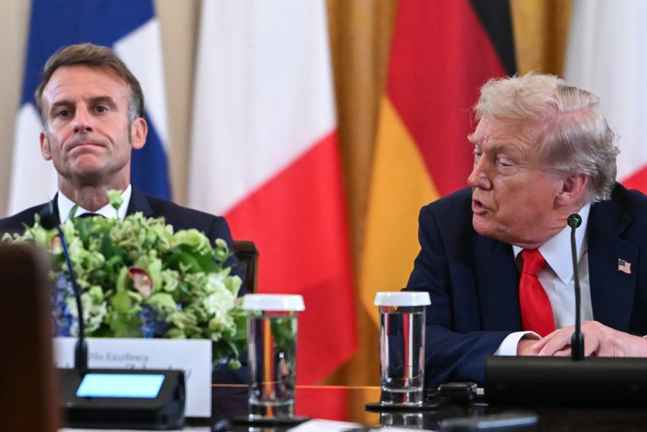 Emmanuel Macron e Donald Trump durante reunião em Washington