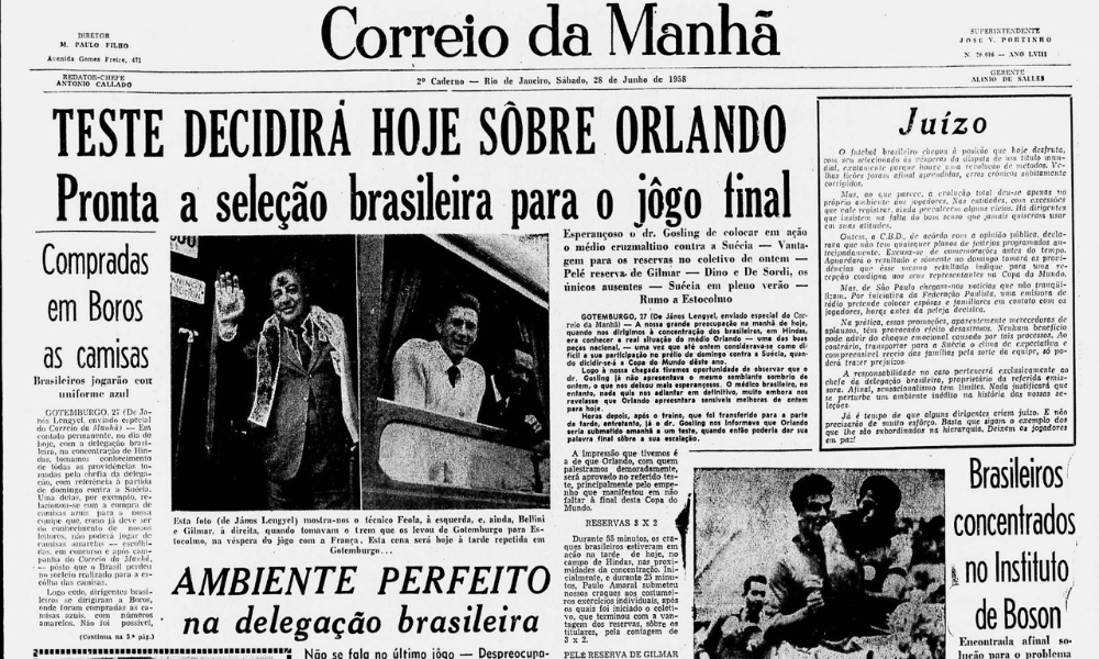 Camisas azuis usadas pelo Brasil na final de 1958 não foram compradas em Estocolmo