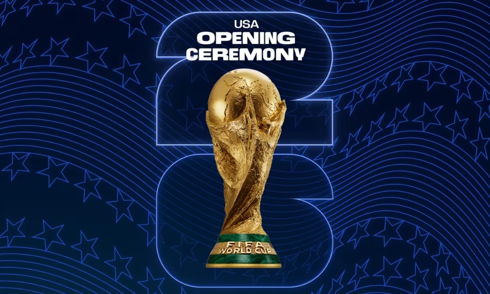 Imagem de divulgação da cerimônia de abertura dos Estados Unidos para a Copa do Mundo 2026.
