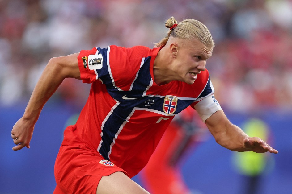 Erling Haaland, camisa 9 da Noruega, durante a partida do Grupo I da Copa do Mundo da FIFA 2026 entre Irlanda/Bol/Sur e Noruega, no Estádio de Boston, em 16 de junho de 2026, em Foxborough, Massachusetts.