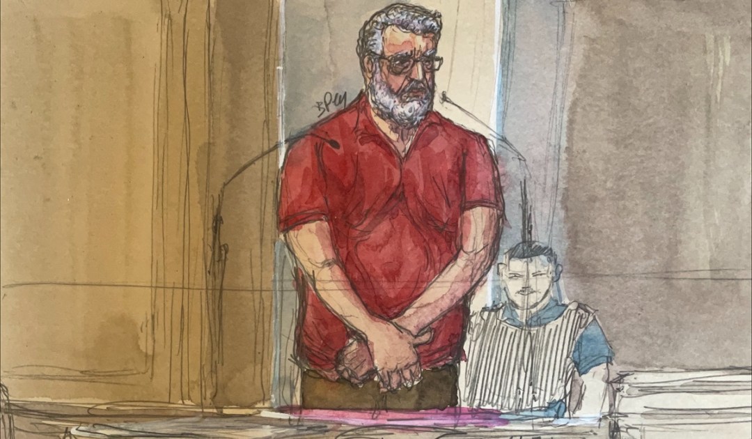 Representação em desenho de homem que matou a esposa e espalhou os restos em parque de Paris