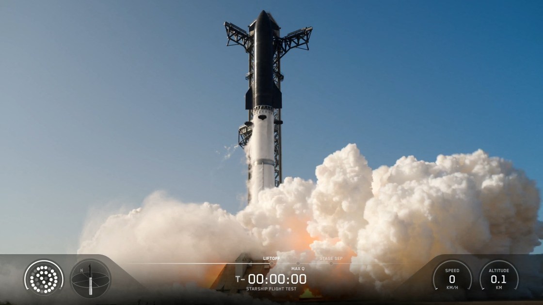 Esta imagem estática, extraída de uma transmissão da SpaceX, mostra o lançamento da espaçonave Starship da SpaceX a partir da Starbase, no Texas, em 24 de julho de 2026. Este é o primeiro voo da Starship desde que a empresa abriu seu capital na Bolsa de Valores em junho de 2026. Os objetivos do voo serão semelhantes aos de uma viagem realizada em maio, que foi um sucesso e marcou a estreia da versão mais recente da poderosa Starship, seu modelo de terceira geração. Os objetivos daquele teste eram essencialmente demonstrar os novos projetos em voo.