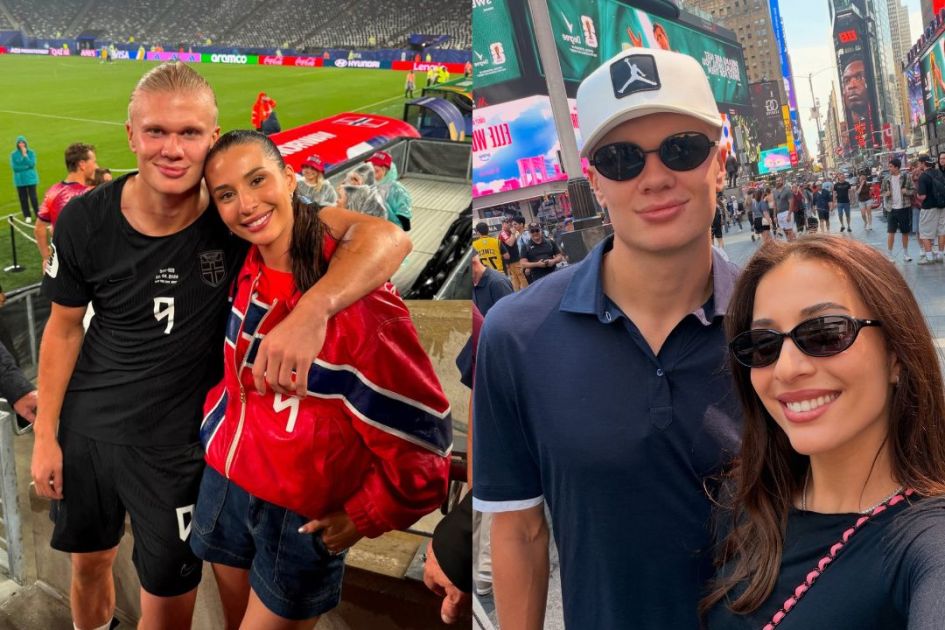Monstagem de imagens de de Haaland e sua esposa Isabel Johansen.