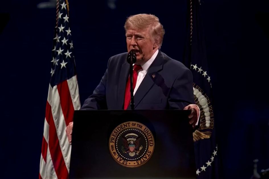 Presidente Donald Trump em discurso pelos 250 anos da independência dos Estados Unidos.