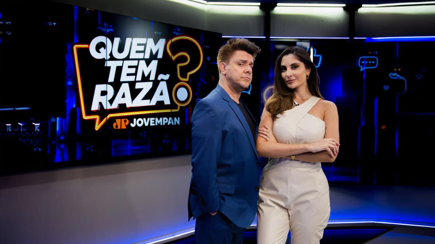 Jovem Pan estreia “Quem Tem Razão?”, novo programa multiplataforma com Paula Nobre e Oscar Filho
