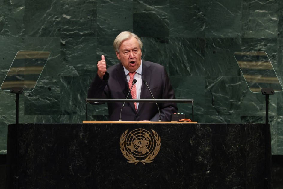 O Secretário-Geral da ONU, António Guterres, discursa durante a 81ª Assembleia Geral das Nações Unidas na Sede das Nações Unidas em Nova York, em 22 de setembro de 2026.