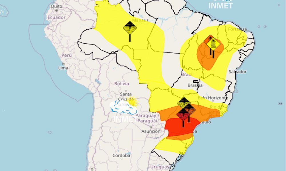 Inmet emite alerta para tornados e microexplosões no Brasil; veja regiões afetadas